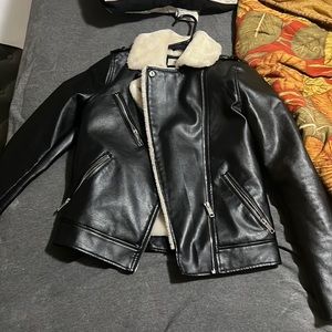 Fur leather jacket